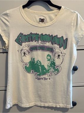 Y2K Rock Baby Tee Electric Babylon World Tour Graphic | Embroidered Distressed